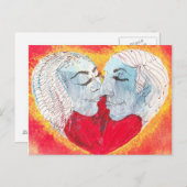 carte postale coeur & baiser (Devant / Derrière)