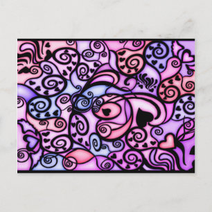 Carte Postale Coeur Beats Chanter, Style Verre Tiré