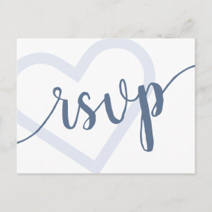 Carte Postale Coeur bébé Dusty Blue Douche Révéler RSVP Entree