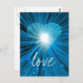 Carte postale Coeur bleu 'Amour' (Devant / Derrière)