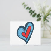 Carte Postale Coeur bleu et rouge (Debout devant)