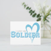 Carte Postale Coeur Bleu Scribblé - J'Aime Mon Soldat (Debout devant)