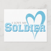 Carte Postale Coeur Bleu Scribblé - J'Aime Mon Soldat (Devant)