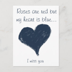 Carte Postale Coeur bleu - Vous me manquez