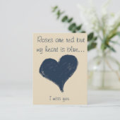 Carte Postale Coeur bleu - Vous me manquez (Debout devant)