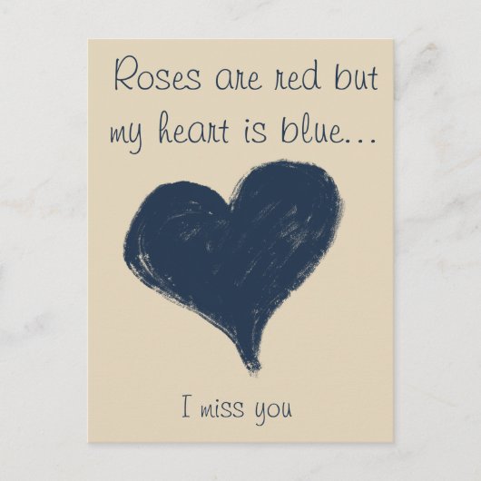 Carte Postale Coeur bleu - Vous me manquez (Devant)