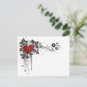 Carte Postale Coeur brillant, Feuilles & Fleurs - Original (Debout devant)