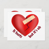 Carte Postale Cœur brisé guéri avec un patch et citation de vie (Devant / Derrière)