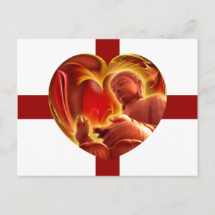 Carte Postale Coeur BUDDHA rayures rouges foncées