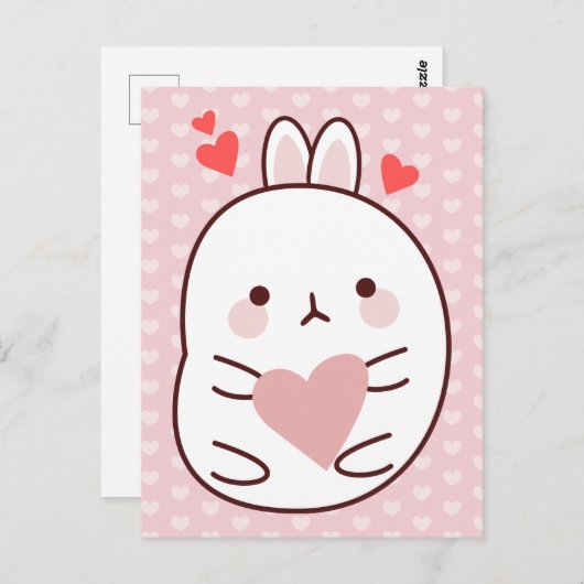 Carte Postale Coeur Bunny mignon (Devant / Derrière)