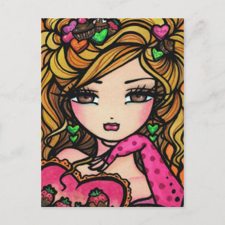 Carte Postale Coeur chocolat bonbon sirène Imaginaire fille d'ar