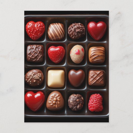 Carte Postale Coeur chocolat et chocolat Saint-Valentin (Devant)