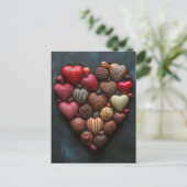 Carte Postale Coeur chocolat et chocolat Saint-Valentin (Debout devant)
