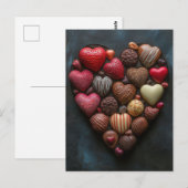 Carte Postale Coeur chocolat et chocolat Saint-Valentin (Devant / Derrière)