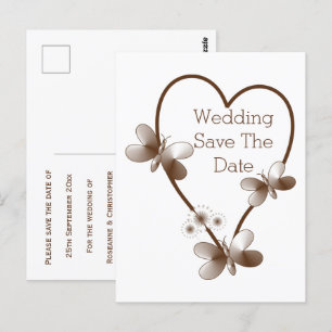Carte Postale Coeur Chocolat Et Papillons Enregistrer La Date