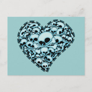 Carte Postale Coeur crâne bleu