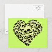 Carte Postale Coeur crâne - Vert (Devant / Derrière)