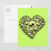 Carte Postale Coeur crâne - Vert (Devant / Derrière)