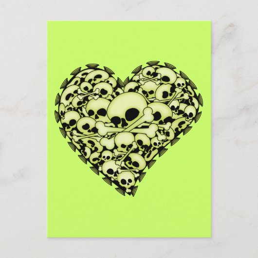 Carte Postale Coeur crâne - Vert (Devant)
