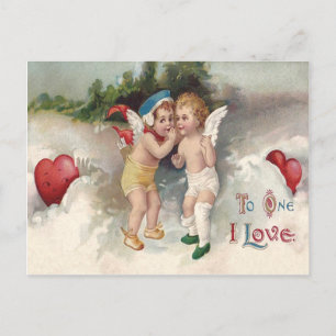 Carte Postale Cœur Cupidon Neige Chérubin Ange