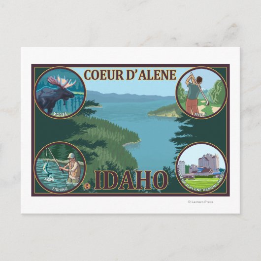 Carte Postale Coeur D'Alene, affiche de voyage d'IdahoScenic (Devant)