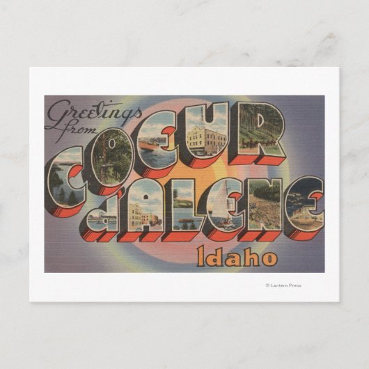 Carte Postale Coeur d'Alene, Idaho - Scènes de grandes lettres (Devant)