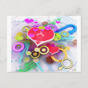 Carte Postale Coeur d'amour 3d