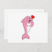 Carte Postale Cœur d'amour de dauphin (Devant / Derrière)