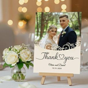Carte Postale Cœur d'amour de mariage à plat de remerciement d'é