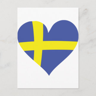Carte Postale coeur d'amour suédois - drapeau suédois