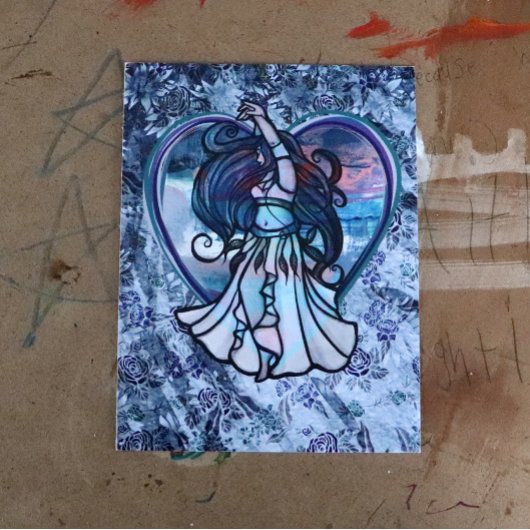 Carte Postale Coeur d'amour turquoise et violet danseuse du vent