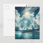 Carte Postale Cœur dans les nuages au-dessus de la jetée de l'oc (Devant / Derrière)