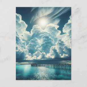 Carte Postale Cœur dans les nuages au-dessus de la jetée océaniq