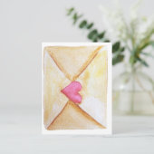 Carte Postale Coeur d'aquarelle romantique (Debout devant)