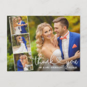 Carte Postale Cœur de calligraphie 4 Photo Mariage Merci  (Devant)