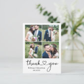 Carte Postale Cœur de calligraphie 4 Photo Merci Mariage  (Debout devant)