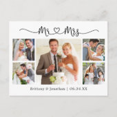 Carte Postale Cœur de calligraphie Mariage 5 Photo Merci (Devant)