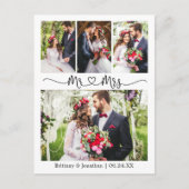 Carte Postale Cœur de calligraphie Mariage Merci 4 Photo  (Devant)