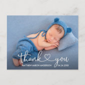 Carte Postale Cœur de calligraphie moderne Bébé Photo Merci (Devant)