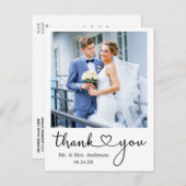 Carte Postale Cœur de calligraphie moderne Merci Mariage (Devant / Derrière)