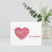 Carte Postale Coeur de chaos rouge avec texte, c'est compliqué (Debout devant)