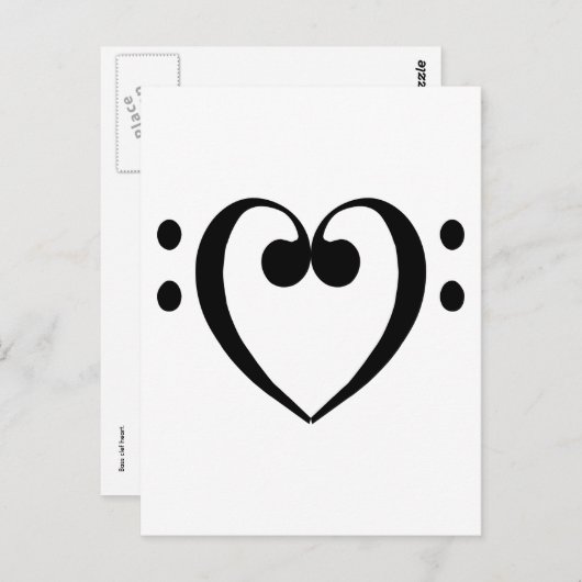 Carte Postale Coeur de clef basse (noir) (Devant / Derrière)