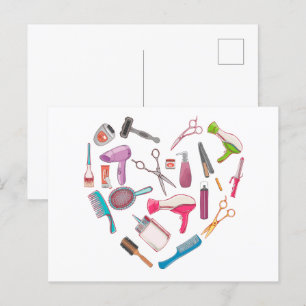 Carte Postale Coeur de coiffeur Outil coiffeur