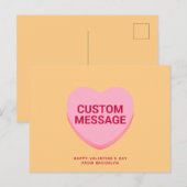 Carte Postale Coeur de conversation de message personnalisé rose (Devant / Derrière)