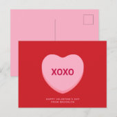 Carte Postale Coeur de conversation rose rouge XOXO Saint Valent (Devant / Derrière)