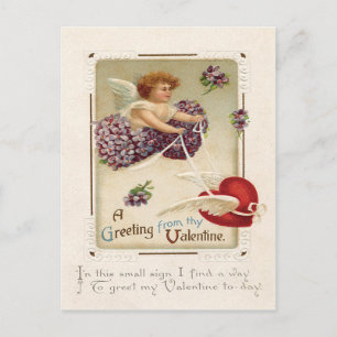 Carte Postale Cœur de Cupidon Violet Ne m'oubliez pas