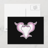Carte Postale coeur de dauphin rose (Devant / Derrière)