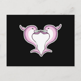 Carte Postale coeur de dauphin rose