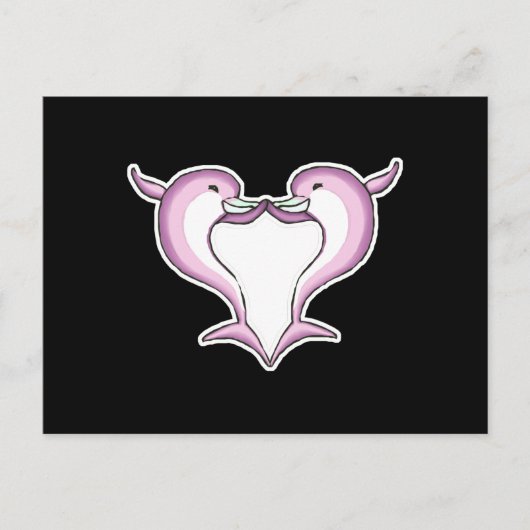 Carte Postale coeur de dauphin rose (Devant)