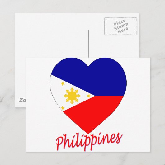Carte Postale Coeur de drapeau de Philippines (Devant / Derrière)